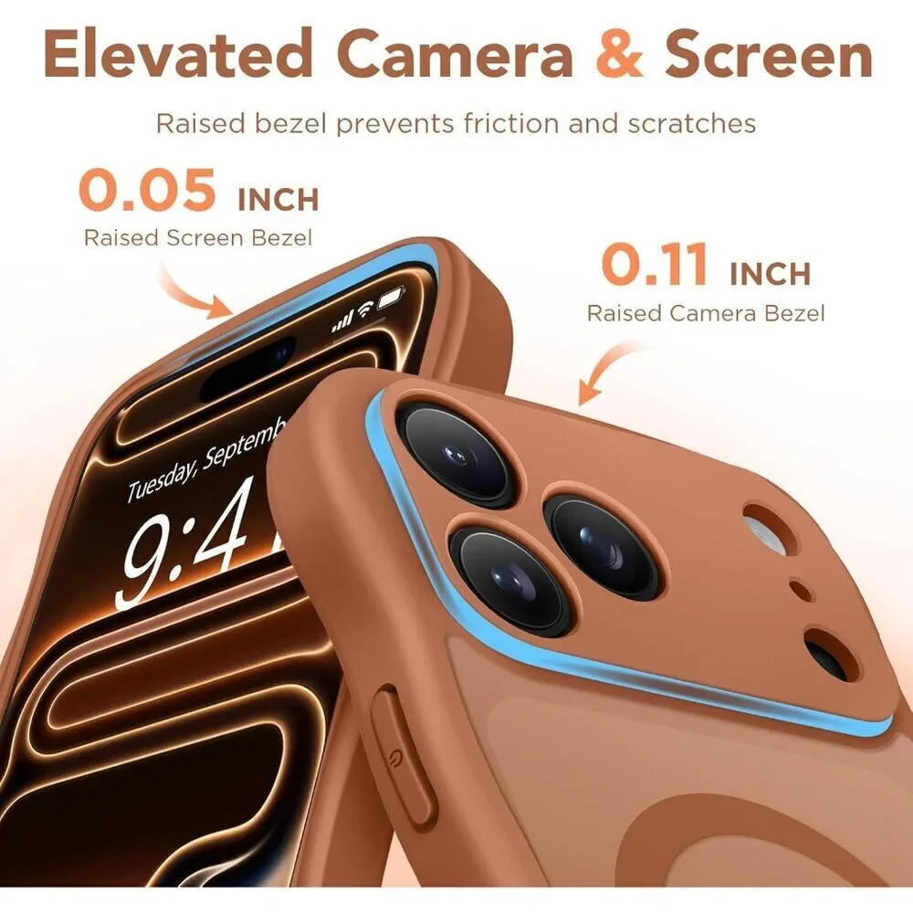 Women Dark Orange Iphone 17 Pro Max Case Full Camera Protection Mag Safe
